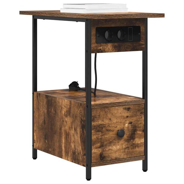 vidaXL Arm&aacute;rio de Cabeceira Carvalho Defumado 60 x 30 x 61 cm