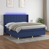 vidaXL Cama box spring c/ colch&atilde;o e LED 180x200 cm tecido azul