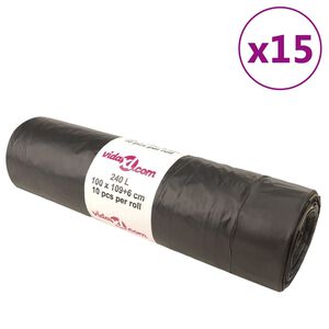 vidaXL Sacos do lixo com atilhos 150 pcs 240 L preto