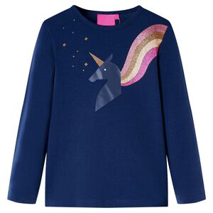 T-shirt de manga comprida para crian&ccedil;a azul-marinho 92