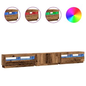 vidaXL M&oacute;vel de TV com luzes LED derivados de madeira madeira velha