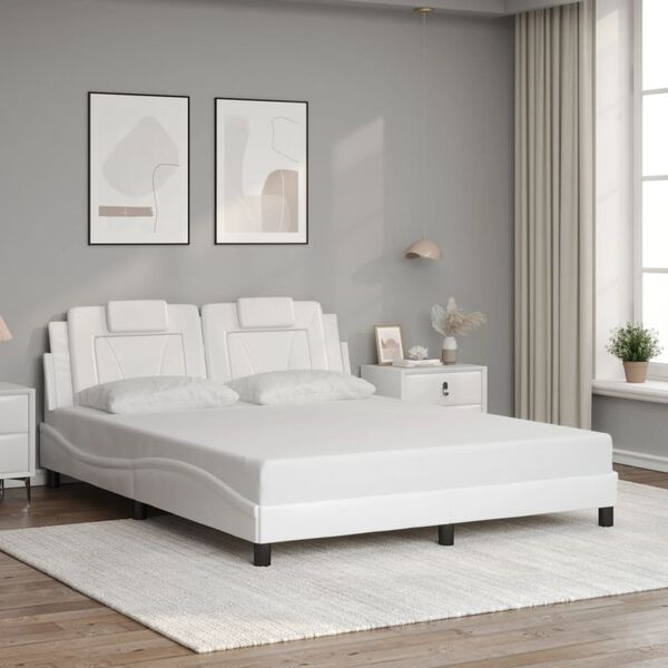 vidaXL Estrutura de cama Viana com LED sem colch&atilde;o 160x200 cm branco