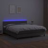 vidaXL Cama box spring c/ colch&atilde;o/LED 180x200cm couro artificial cinza