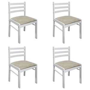 vidaXL Cadeiras de jantar 4 pcs seringueira maciça e veludo branco