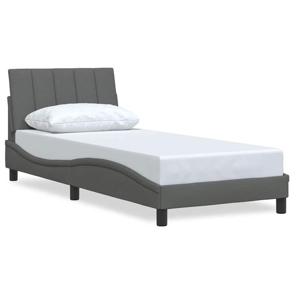 vidaXL Estrutura de cama sem colch&atilde;o Hanko 90x190 cm tecido cinzento-escuro