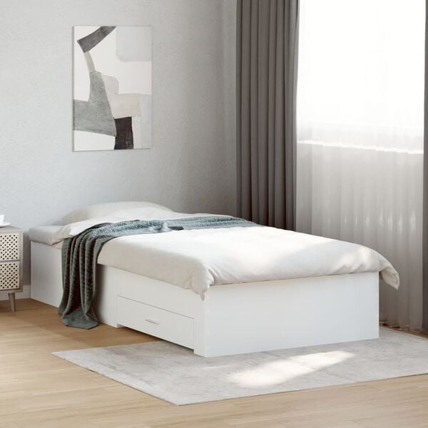 vidaXL Estrutura cama c/ gavetas 75x190 cm derivados de madeira branco