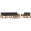 vidaXL Conjunto de Sof&aacute;s para Exterior 7 pcs Natural e Preto