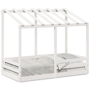 vidaXL Cama infantil com telhado 70x140 cm pinho maciço branco