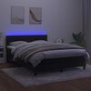 vidaXL Cama box spring c/ colch&atilde;o/LED 140x190 cm veludo preto