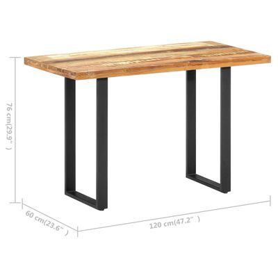 vidaXL Mesa de jantar 120x60x76 cm madeira recuperada maciça