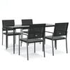 vidaXL 5 pcs conjunto de jantar p/ jardim c/ almofad&otilde;es vime PE e a&ccedil;o