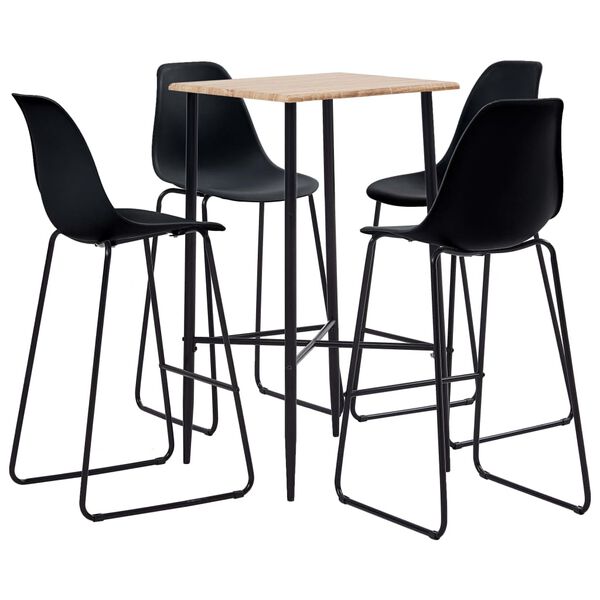 vidaXL 5 pcs conjunto de bar pl&aacute;stico preto