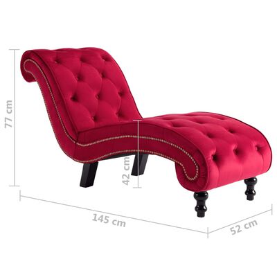 vidaXL Chaise longue em veludo vermelho
