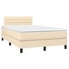 vidaXL Cama box spring c/ colch&atilde;o e LED 120x200 cm tecido cor creme