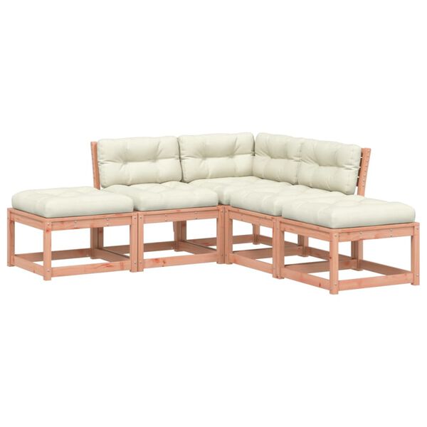 vidaXL 5 pcs conj. sofás jardim c/ almofadões madeira douglas maciça