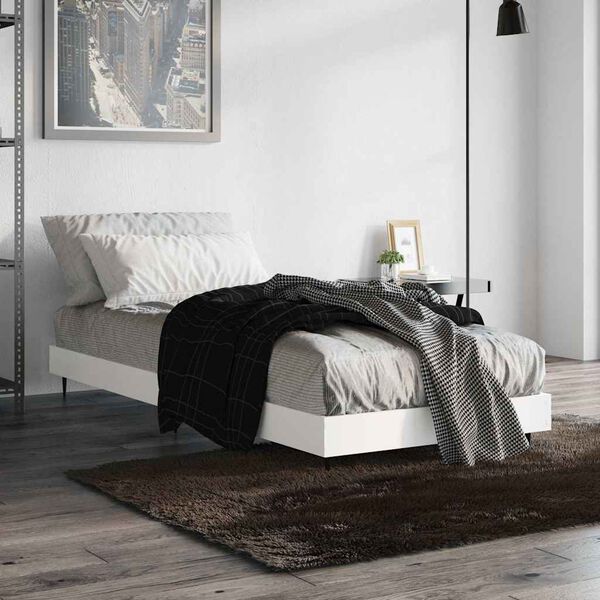 vidaXL Estrutura de cama 75x190 cm derivados de madeira branco