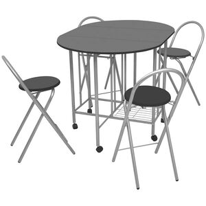 vidaXL Conjunto de jantar dobr&aacute;vel 5 pcs MDF preto