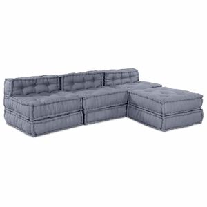 vidaXL Unidade de Sof&aacute; Modular Tecido Cinzento 210 x 140 x 56 cm
