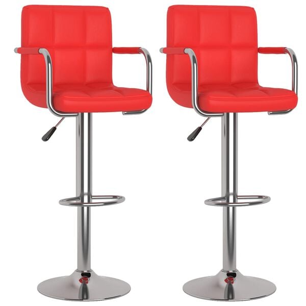vidaXL Bancos de bar 2 pcs couro artificial vermelho