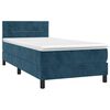 vidaXL Cama box spring c/ colch&atilde;o/LED 80x200 cm veludo azul-escuro