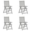 vidaXL Cadeiras jardim reclin&aacute;veis 4 pcs madeira ac&aacute;cia maci&ccedil;a cinza