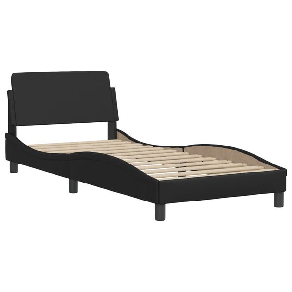 vidaXL Cama Viana com colch&atilde;o 80x200 cm couro artificial preto