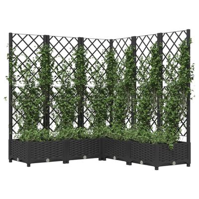vidaXL Vaso/floreira jardim c/ treliça 120x120x121,5 cm PP preto