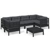 vidaXL 7 pcs conjunto lounge de jardim c/ almofadões pinho preto