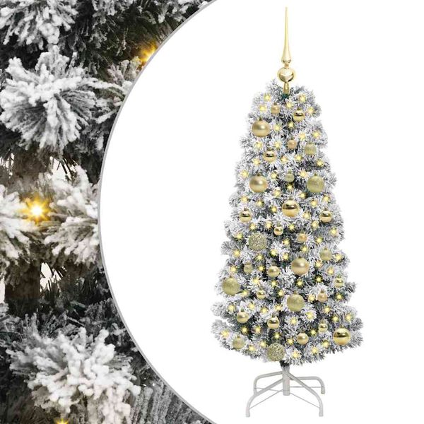vidaXL &Aacute;rvore de Natal Articulada Artificial Verde e Branco 120 cm