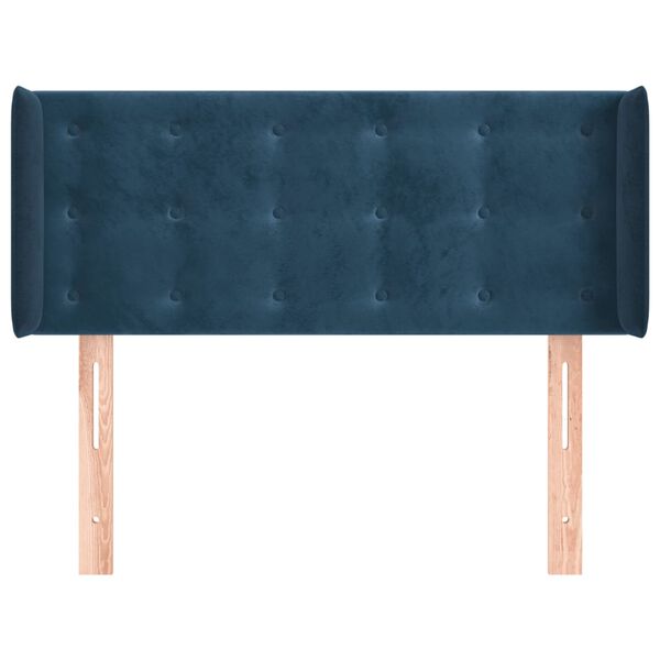 vidaXL Cabeceira de cama c/ abas veludo 93x16x78/88 cm azul-escuro