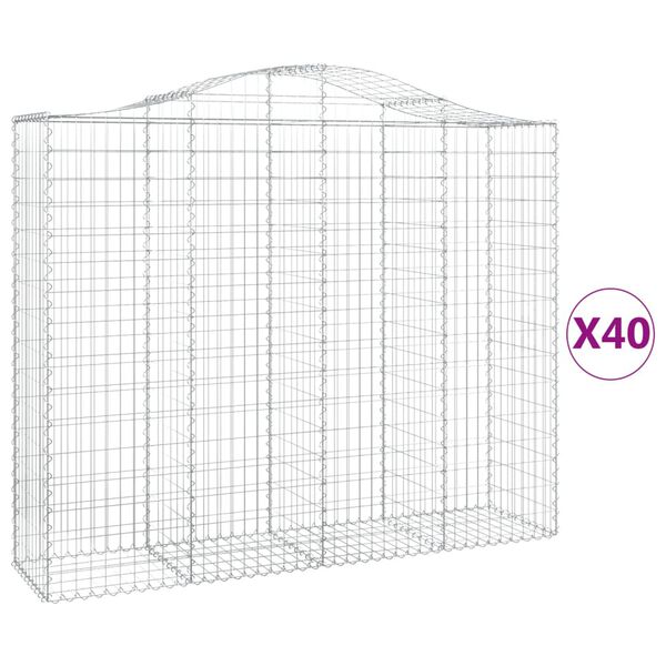 vidaXL Cestos gabi&atilde;o arqueados 40 pcs 200x50x160/180 ferro galvanizado