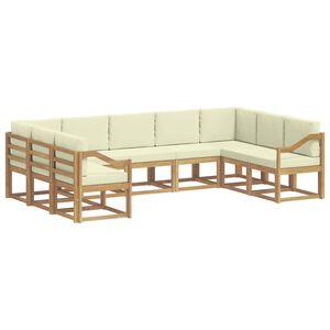 vidaXL Conjunto de Sof&aacute;s para Exterior 9 unid. Branco e Creme