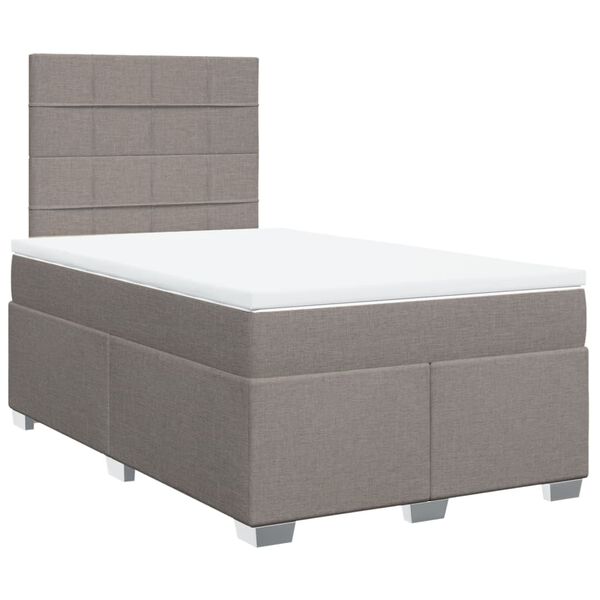 vidaXL Cama boxspring c/ colch&atilde;o 120x190cm tecido castanho-acinzentado