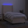 vidaXL Cama box spring c/ colch&atilde;o e LED 100x200 cm tecido cor creme
