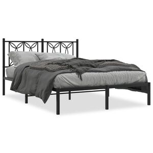 vidaXL Estrutura de cama com cabeceira 135x190 cm metal preto
