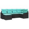 vidaXL Conjunto de Sof&aacute;s com almofada 6 pcs Preto vime PE