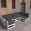 vidaXL 6 pcs conjunto lounge jardim c/ almofad&otilde;es pinho maci&ccedil;o branco