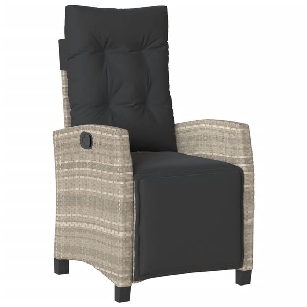 vidaXL 3 pcs conjunto de jantar p/ jardim c/ almofad&otilde;es cinzento claro