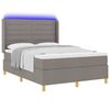 vidaXL Cama Box com fitas LED Cinzento-acastanhado 140 x 200 cm tecido
