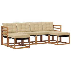 vidaXL Conjunto de Sof&aacute;s para Exterior 6 unid. Natural e Bege