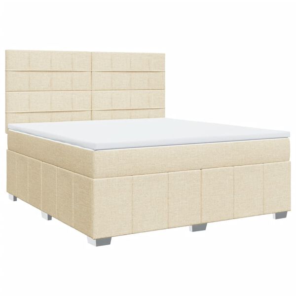 vidaXL Cama com molas/colch&atilde;o 180x200 cm tecido cor creme