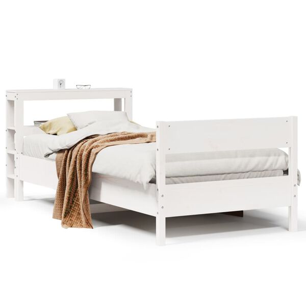 vidaXL Cama sem colch&atilde;o 100x200 cm madeira de pinho maci&ccedil;a branco