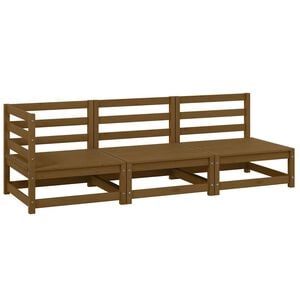 vidaXL 3 pcs conjunto lounge de jardim pinho maci&ccedil;o castanho mel