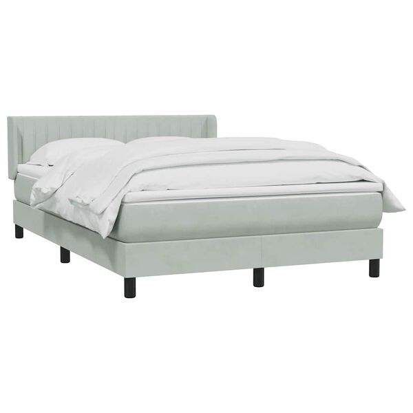 vidaXL Cama com molas/colch&atilde;o 140x210 cm veludo cinzento-claro