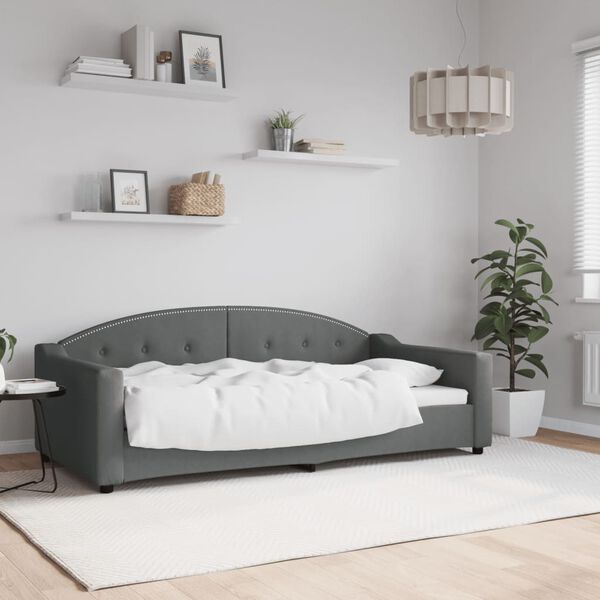 vidaXL Sof&aacute;-cama 90x190 cm tecido cinzento-escuro