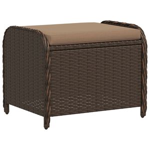 vidaXL Banco de jardim com almofad&atilde;o 58x46x46 cm vime PE castanho