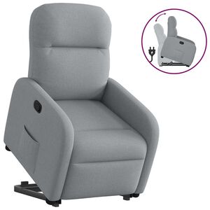 vidaXL Poltrona reclin&aacute;vel elevat&oacute;ria tecido cinzento-claro