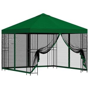 vidaXL Gazebo de Jardim com Laterais 3 x 3 m Verde Poli&eacute;ster e A&ccedil;o