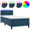 vidaXL Cama box spring c/ colch&atilde;o/LED 90x190 cm veludo azul-escuro