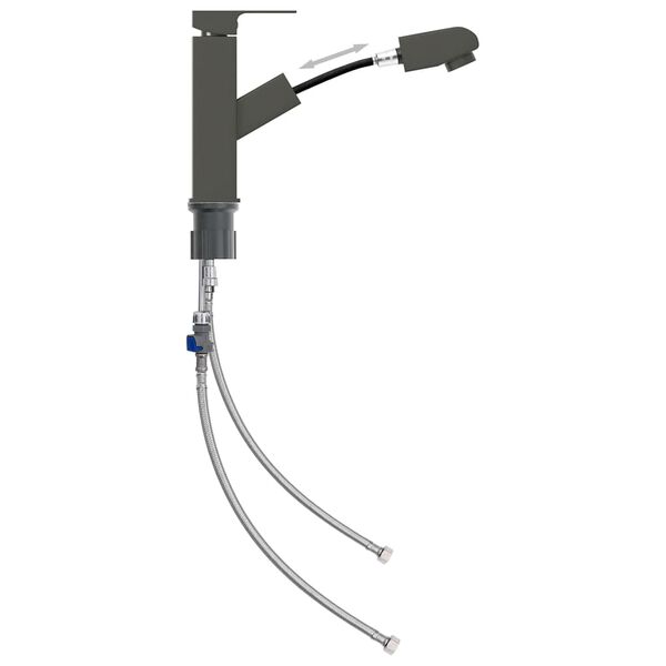 vidaXL Torneira extra&iacute;vel p/ lavat&oacute;rio casa de banho 157x172 mm cinza